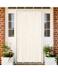 Rideau anti-mouches beige et blanc 118x220 cm chenille | Mobilier & Déco