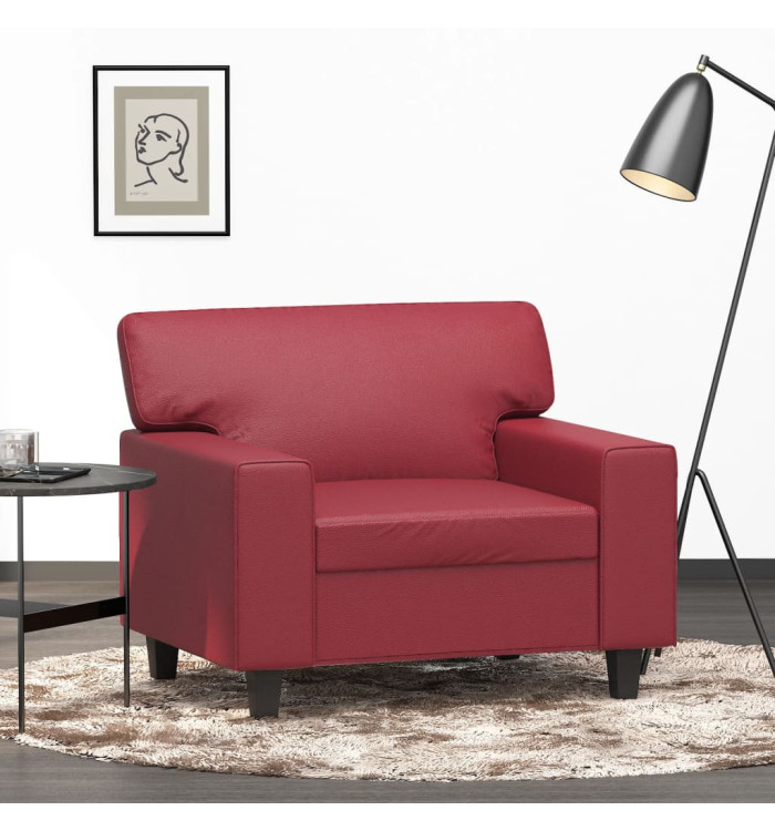 Fauteuil Rouge bordeaux 60 cm Similicuir | Mobilier & Déco