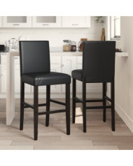 Chaises de bar lot de 2 bois massif d'hévéa et similicuir | Mobilier & Déco