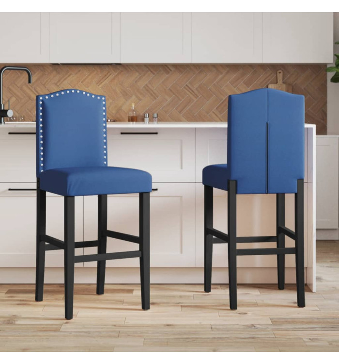 Chaises de bar lot de 2 bois massif d'hévéa et tissu | Mobilier & Déco