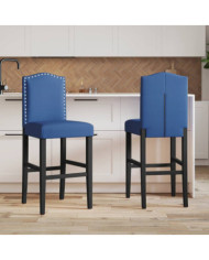 Chaises de bar lot de 2 bois massif d'hévéa et tissu | Mobilier & Déco