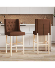 Chaises de bar lot de 2 bois massif d'hévéa et tissu | Mobilier & Déco