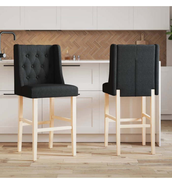 Chaises de bar lot de 2 bois massif d'hévéa et tissu | Mobilier & Déco
