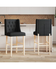 Chaises de bar lot de 2 bois massif d'hévéa et tissu | Mobilier & Déco