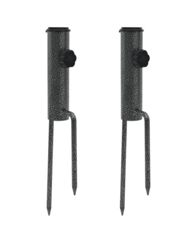 Support de parasol avec piquets 2 pcs 9x35 cm acier galvanisé | Mobilier & Déco