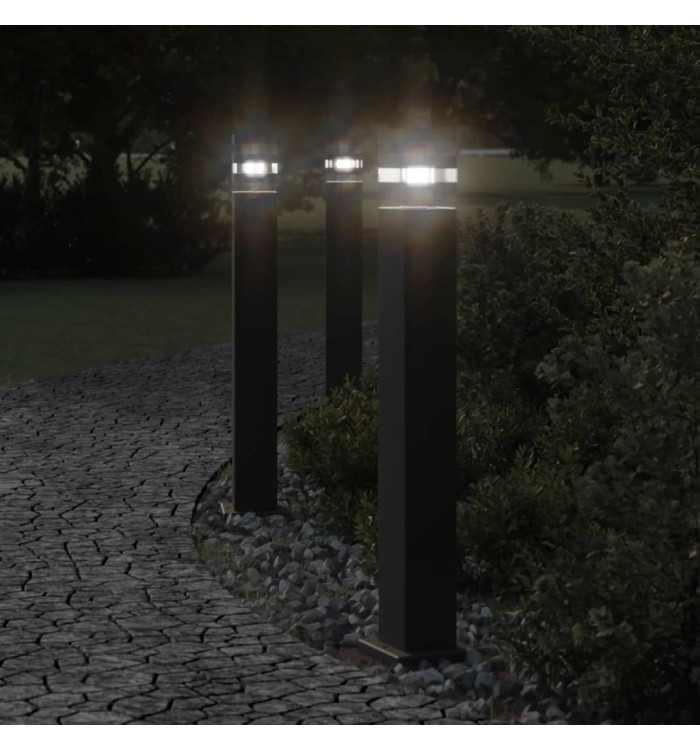 Lampadaires d'extérieur 3 pcs noir 80 cm aluminium | Mobilier & Déco