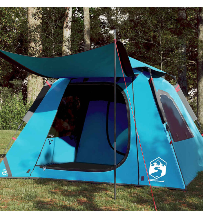 Tente de camping à dôme 4 personnes bleu libération rapide | Mobilier & Déco