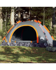 Tente de camping 3 personnes gris et orange libération rapide | Mobilier & Déco