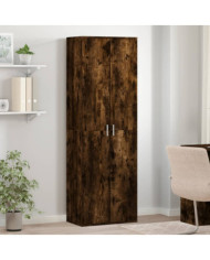 Buffet haut chêne fumé 60x35x180 cm bois d'ingénierie | Mobilier & Déco
