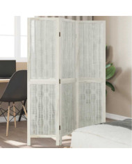 Cloison de séparation 3 panneaux blanc bois de paulownia massif | Mobilier & Déco