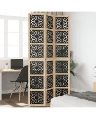 Cloison de séparation 3 panneaux marron noir paulownia massif | Mobilier & Déco
