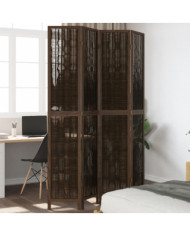 Cloison de séparation 4 panneaux marron foncé paulownia massif | Mobilier & Déco