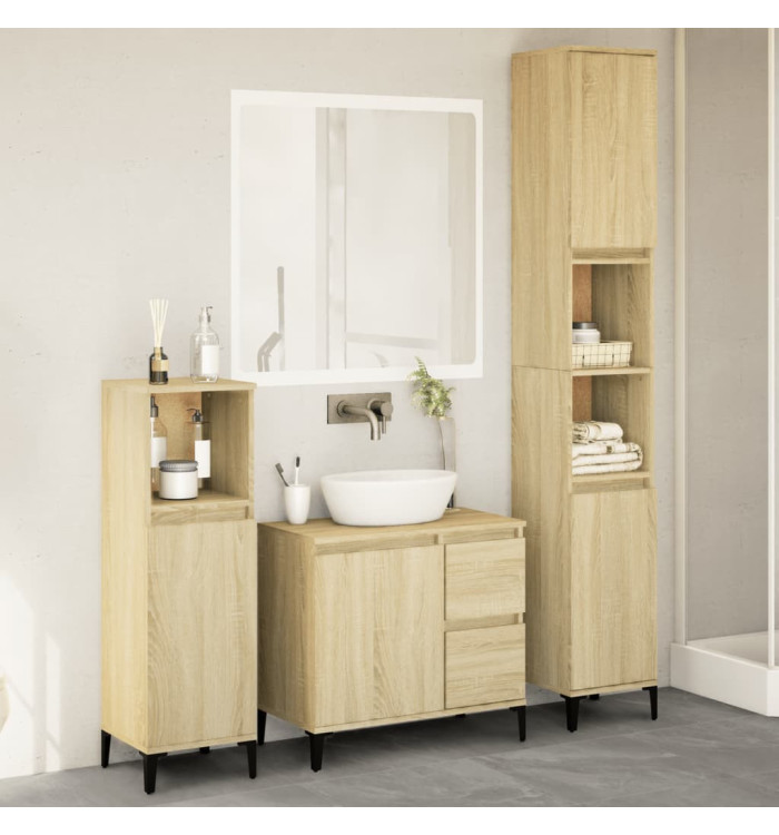Ensemble de meubles de salle de bain 3 pcs chêne sonoma | Mobilier & Déco