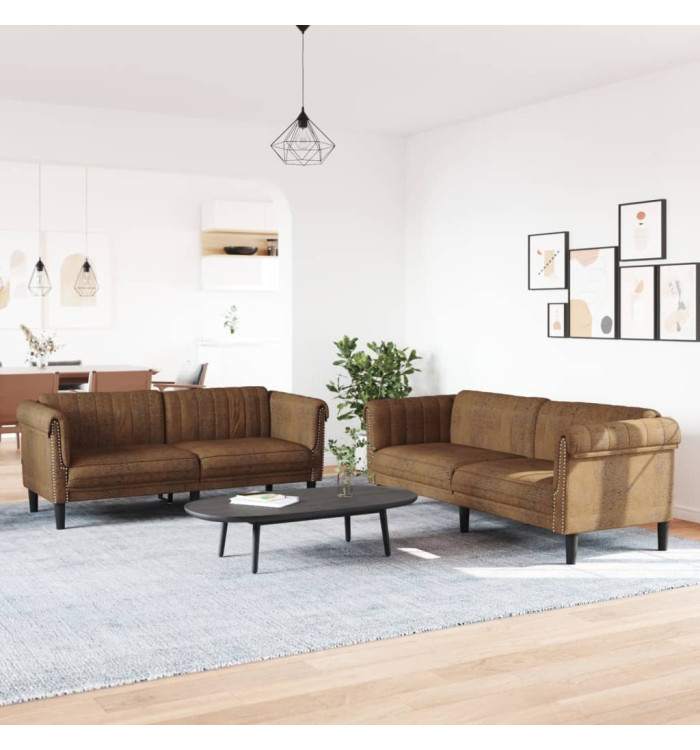 Ensemble de canapés 2 pcs marron velours | Mobilier & Déco