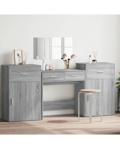 Ensemble de coiffeuse 4 pcs sonoma gris bois d'ingénierie | Mobilier & Déco