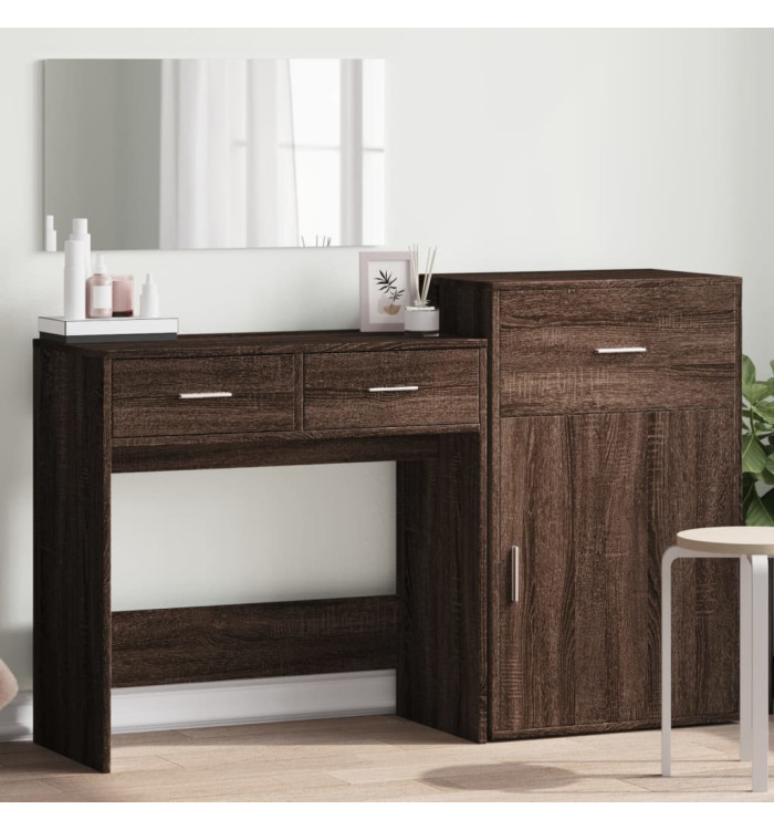 Ensemble de coiffeuse 3 pcs chêne marron bois d'ingénierie | Mobilier & Déco
