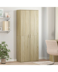 Buffet haut chêne sonoma 70x35x180 cm bois d'ingénierie | Mobilier & Déco