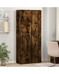 Buffet haut chêne fumé 80x35x180 cm bois d'ingénierie | Mobilier & Déco