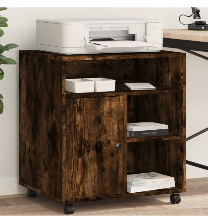 Support d'imprimante avec roulettes chêne fumé 60x50x67 cm | Mobilier & Déco