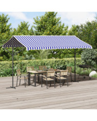Auvent autoportant bleu et blanc 400x300 cm tissu et acier | Mobilier & Déco