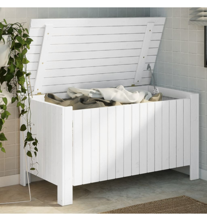 Boîte de rangement avec couvercle RANA blanc bois massif de pin | Mobilier & Déco