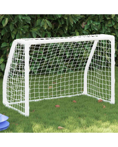 Buts de football pour enfants 2 pcs avec ballon blanc métal | Mobilier & Déco
