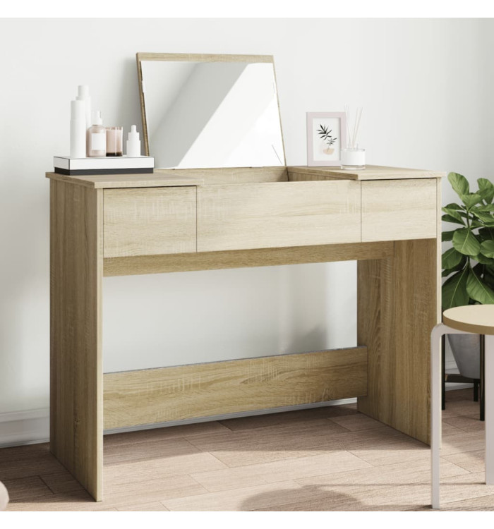 Coiffeuse avec miroir chêne sonoma 100x45x76 cm | Mobilier & Déco