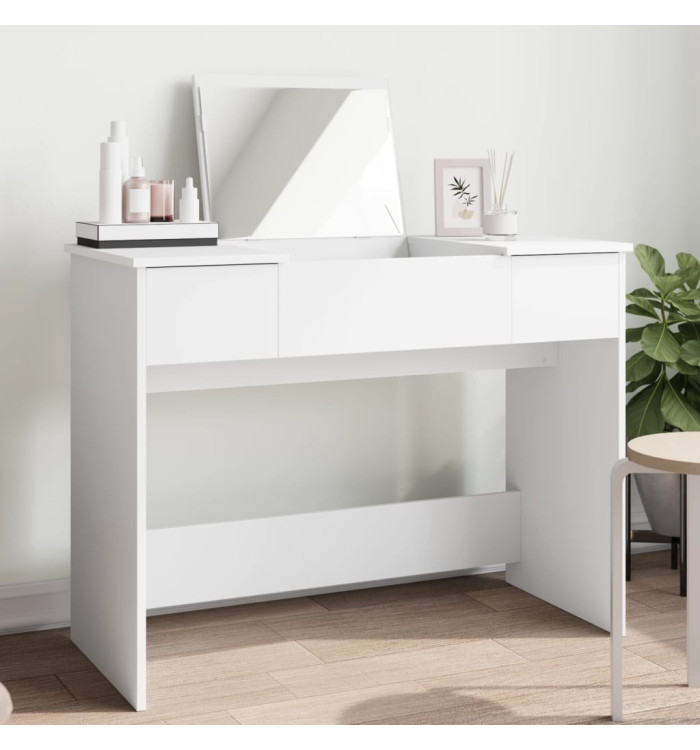 Coiffeuse avec miroir blanc 100x45x76 cm | Mobilier & Déco