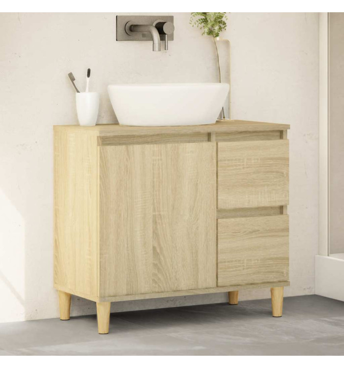 Armoire salle de bain chêne sonoma 65x33x60 cm | Mobilier & Déco