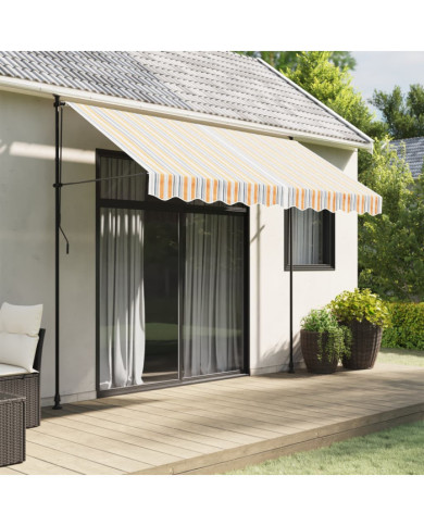 Tissu de remplacement pour auvent rayures multicolores 3x2,5 m | Mobilier & Déco