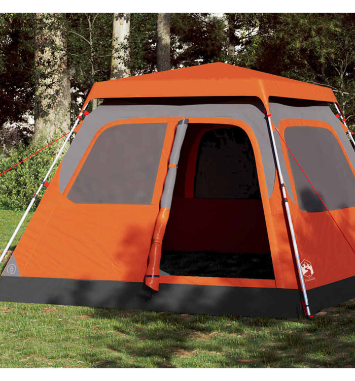 Tente familiale dôme 6 personnes gris orange libération rapide | Mobilier & Déco