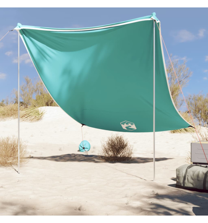 Auvent de plage avec ancres de sable vert 214x236 cm | Mobilier & Déco