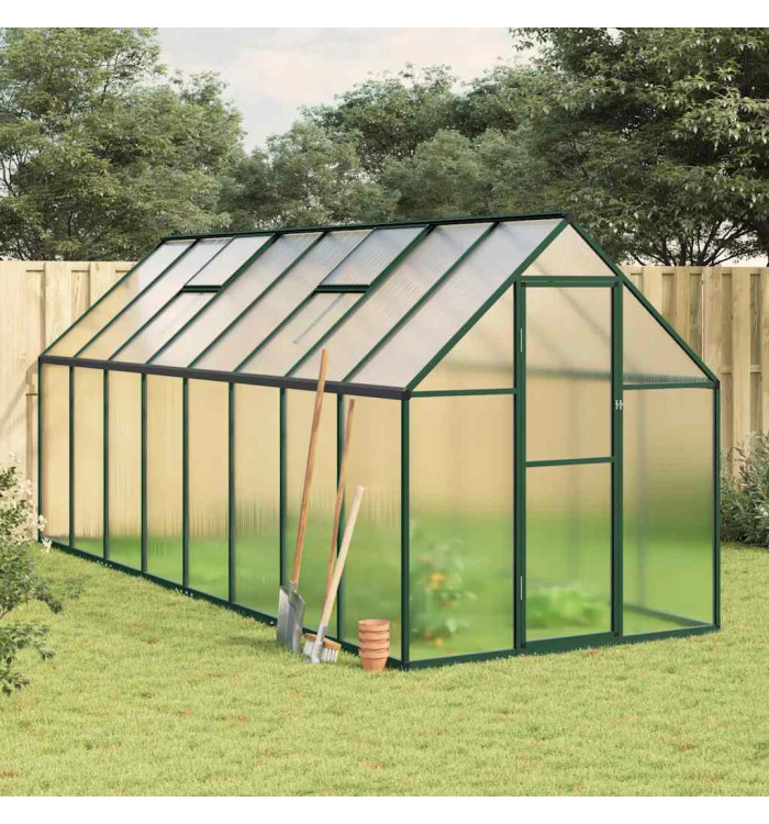 Serre avec cadre de base vert 445x169x195 cm aluminium | Mobilier & Déco