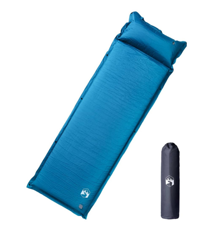 Matelas de camping autogonflant oreiller 1 personne turquoise | Mobilier & Déco