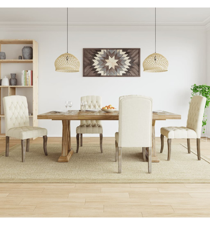 Chaises à manger lot de 4 beige tissu à l'aspect de lin | Mobilier & Déco