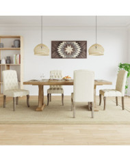 Chaises à manger lot de 4 beige tissu à l'aspect de lin | Mobilier & Déco