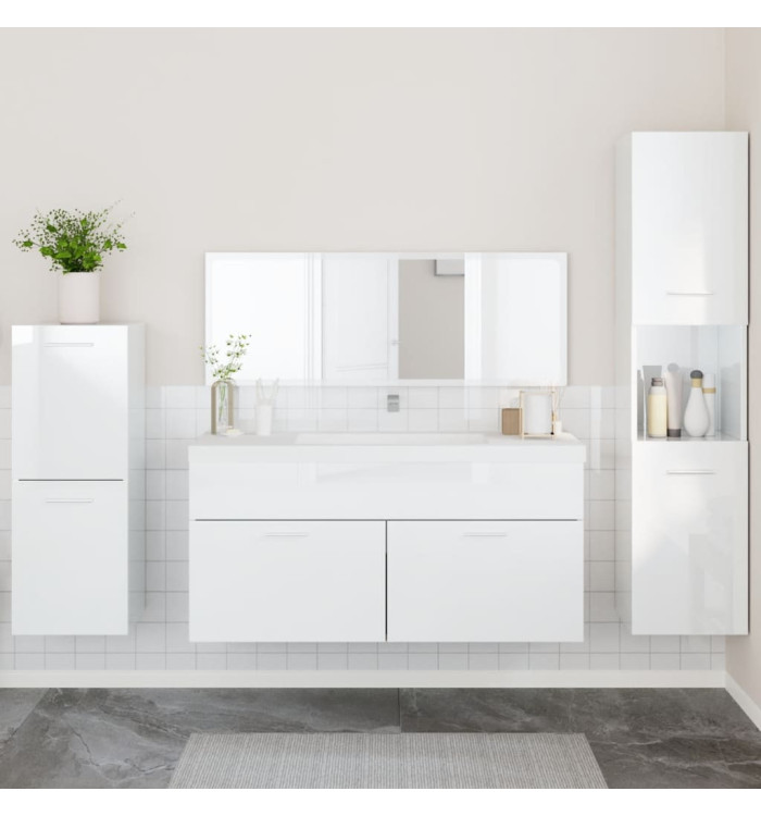 Ensemble de meubles de salle de bain 4 pcs blanc brillant | Mobilier & Déco