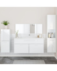 Ensemble de meubles de salle de bain 4 pcs blanc brillant | Mobilier & Déco