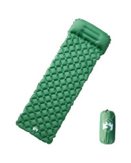 Matelas de camping gonflable avec oreiller 1 personne vert | Mobilier & Déco