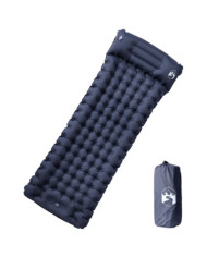 Matelas de camping autogonflant avec oreiller 1 personne gris | Mobilier & Déco