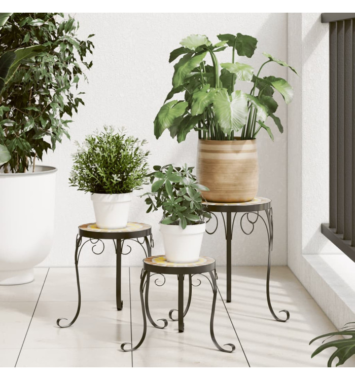 Supports pour plantes 3 pcs terre cuite et blanc céramique | Mobilier & Déco