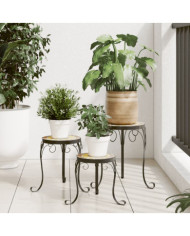 Supports pour plantes 3 pcs terre cuite et blanc céramique | Mobilier & Déco