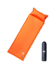 Matelas de camping autogonflant avec oreiller 1 personne orange | Mobilier & Déco