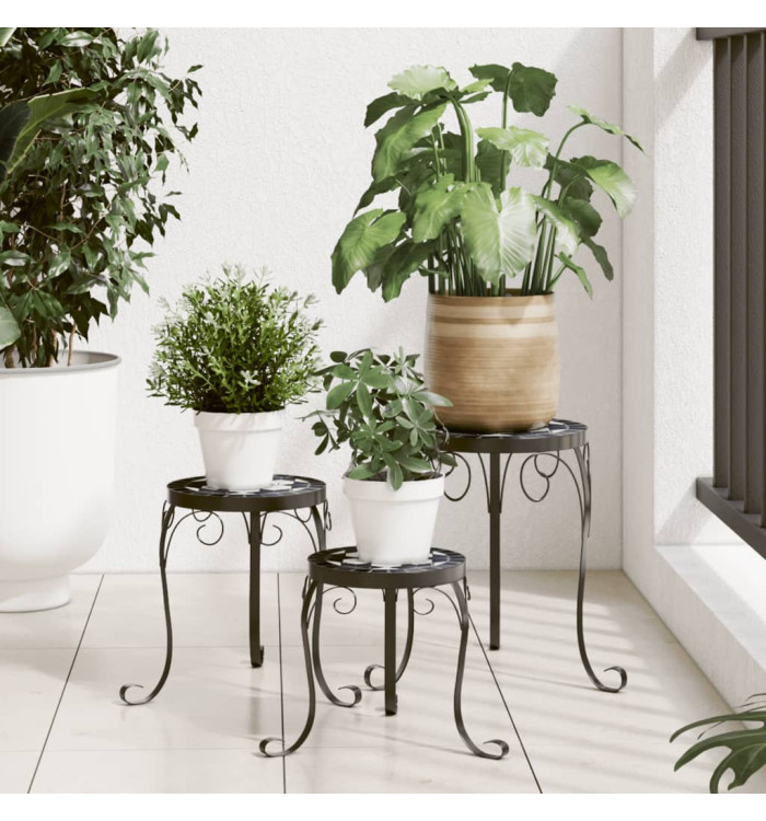Supports pour plantes 3 pcs noir et blanc céramique | Mobilier & Déco
