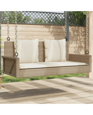 Balancelle avec coussins beige 119x56x48 cm résine tressée | Mobilier & Déco