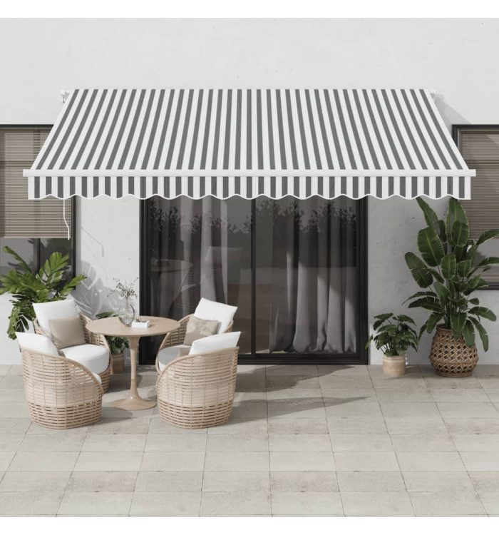 Auvent manuel rétractable avec LED anthracite blanc 400x350 cm | Mobilier & Déco