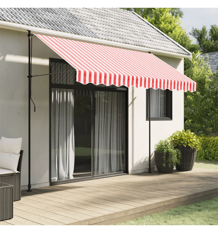 Tissu de remplacement de cantonnière d’auvent rouge blanc 3 m | Mobilier & Déco