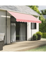 Tissu de remplacement de cantonnière d’auvent rouge blanc 3 m | Mobilier & Déco