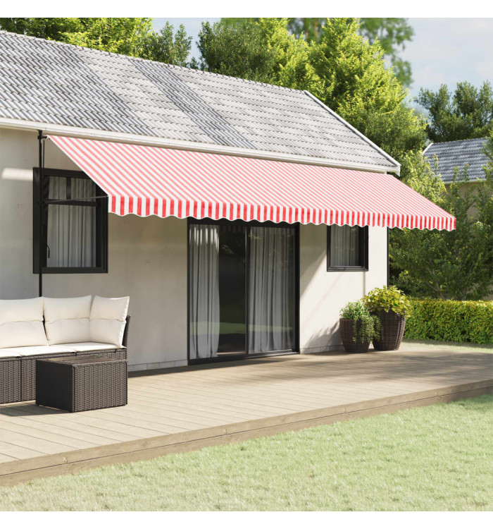 Tissu de remplacement de cantonnière d’auvent rouge blanc 6 m | Mobilier & Déco