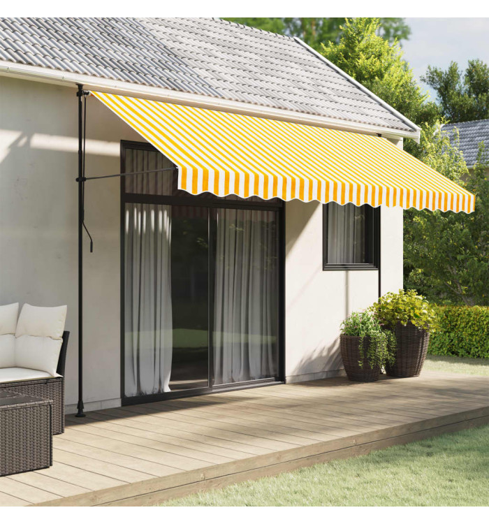Tissu de remplacement de cantonnière d’auvent jaune blanc 4 m | Mobilier & Déco